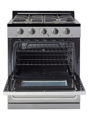 Off-Grid 30-inch 3.9 cu. ft. Propane Gas Range with Battery Ignition in Stainless Steel