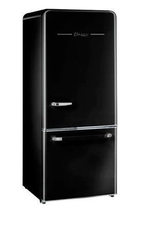 Classic Retro 30 in 17.7 cu. ft. Frost Free Retro Bottom Freezer Refrigerator in Midnight Black, ENERGY STAR