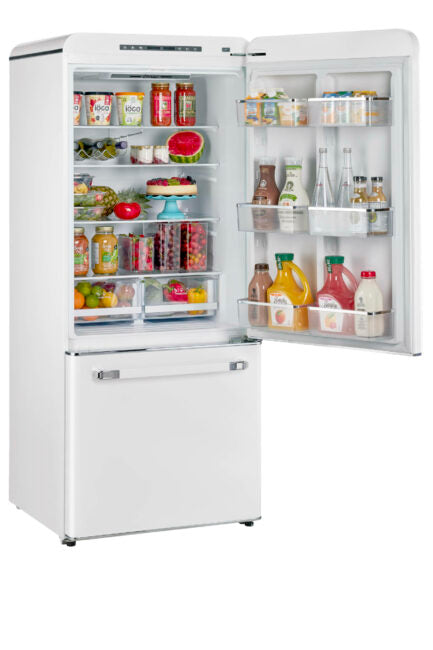 Classic Retro 30 in 17.7 cu. ft. Frost Free Retro Bottom Freezer Refrigerator in Marshmallow White, ENERGY STAR