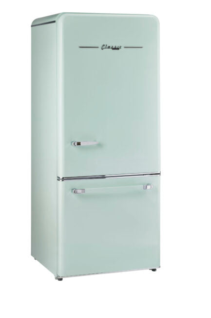 Classic Retro 30 in 17.7 cu. ft. Frost Free Retro Bottom Freezer Refrigerator in Summer Mint Green, ENERGY STAR