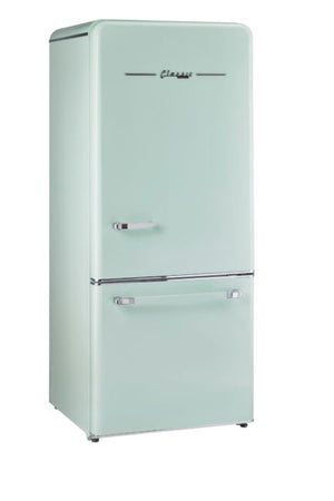 Classic Retro 30 in 17.7 cu. ft. Frost Free Retro Bottom Freezer Refrigerator in Summer Mint Green, ENERGY STAR