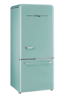 Classic Retro 30 in 17.7 cu. ft. Frost Free Retro Bottom Freezer Refrigerator in Ocean Mist Turquoise, ENERGY STAR