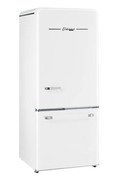 Classic Retro 30 in 17.7 cu. ft. Frost Free Retro Bottom Freezer Refrigerator in Marshmallow White, ENERGY STAR