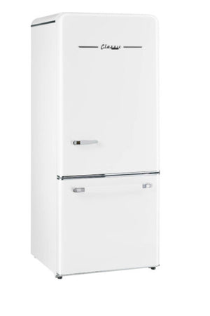 Classic Retro 30 in 17.7 cu. ft. Frost Free Retro Bottom Freezer Refrigerator in Marshmallow White, ENERGY STAR