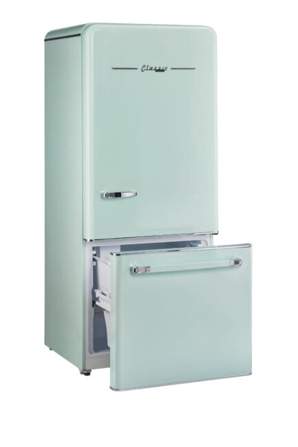 Classic Retro 30 in 17.7 cu. ft. Frost Free Retro Bottom Freezer Refrigerator in Summer Mint Green, ENERGY STAR