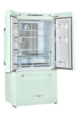 Classic Retro 36-inch 21.4 cu. ft. Frost Free French Door Counter Depth Refrigerator with Built-In Ice Maker in Summer Mint Green, ENERGY STAR®
