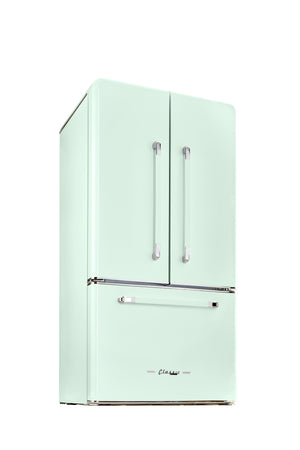 Classic Retro 36-inch 21.4 cu. ft. Frost Free French Door Counter Depth Refrigerator with Built-In Ice Maker in Summer Mint Green, ENERGY STAR®
