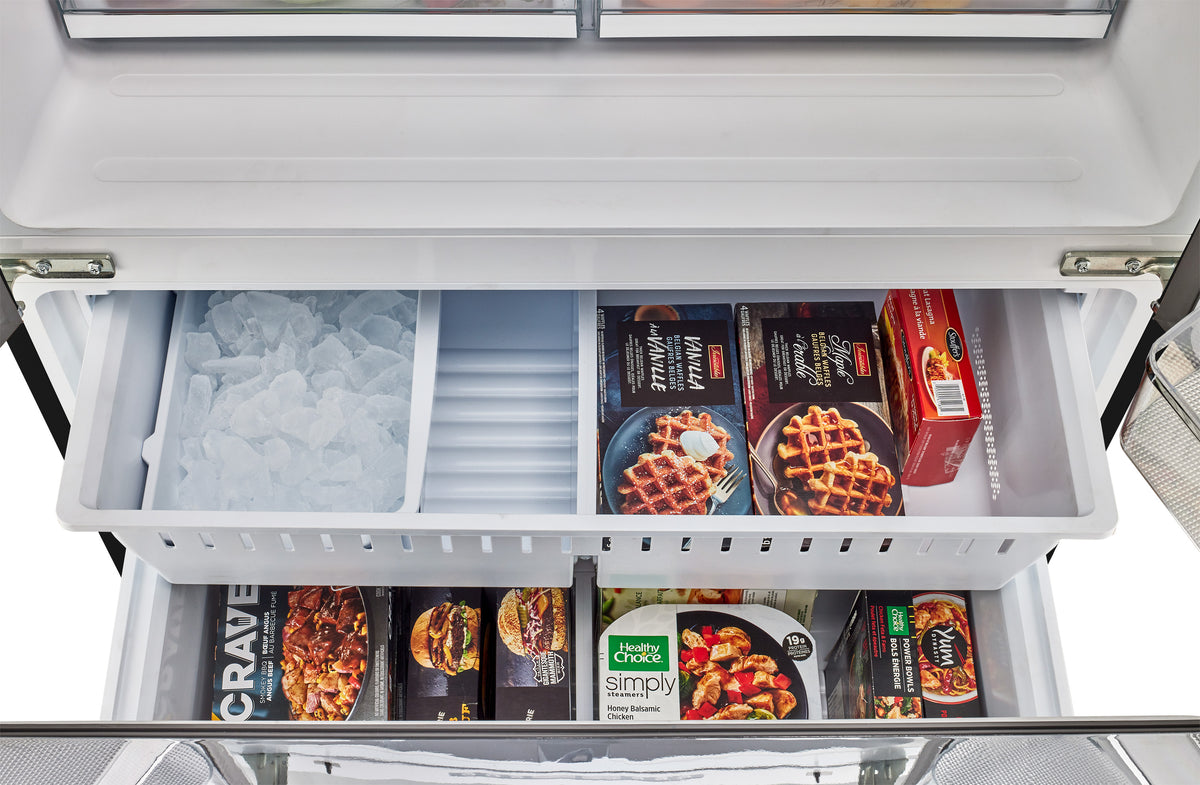 Classic Retro 36-inch 21.4 cu. ft. Frost Free French Door Counter Depth Refrigerator with Built-In Ice Maker in Midnight Black, ENERGY STAR®