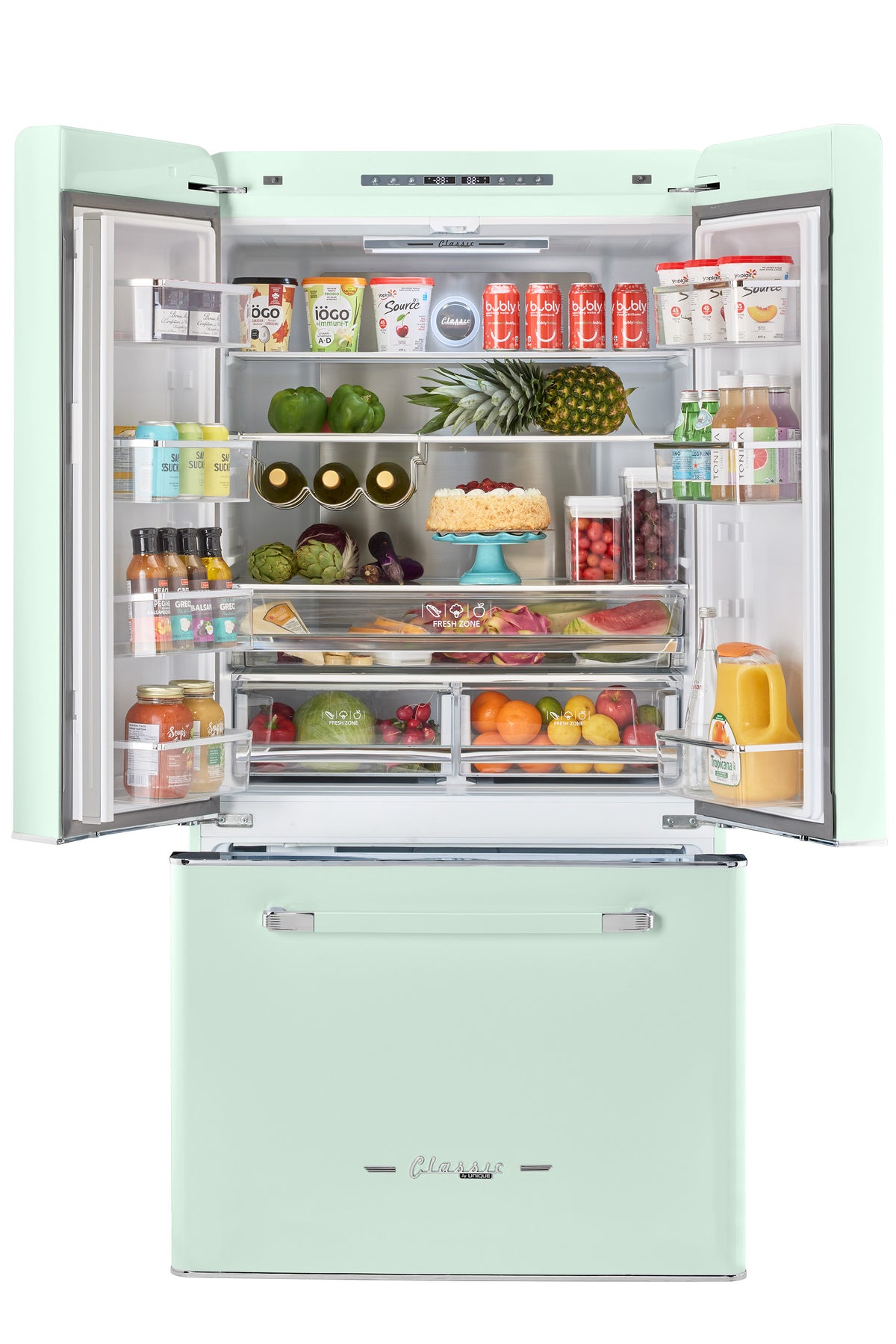 Unique 595Litre Summer Mint Green French Door Refrigerator
