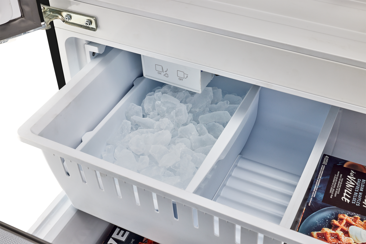 Classic Retro 36-inch 21.4 cu. ft. Frost Free French Door Counter Depth Refrigerator with Built-In Ice Maker in Midnight Black, ENERGY STAR®