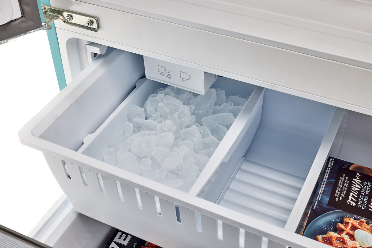 Classic Retro 36-inch 21.4 cu. ft. Frost Free French Door Counter Depth Refrigerator with Built-In Ice Maker in Ocean Mist Turquoise, ENERGY STAR®