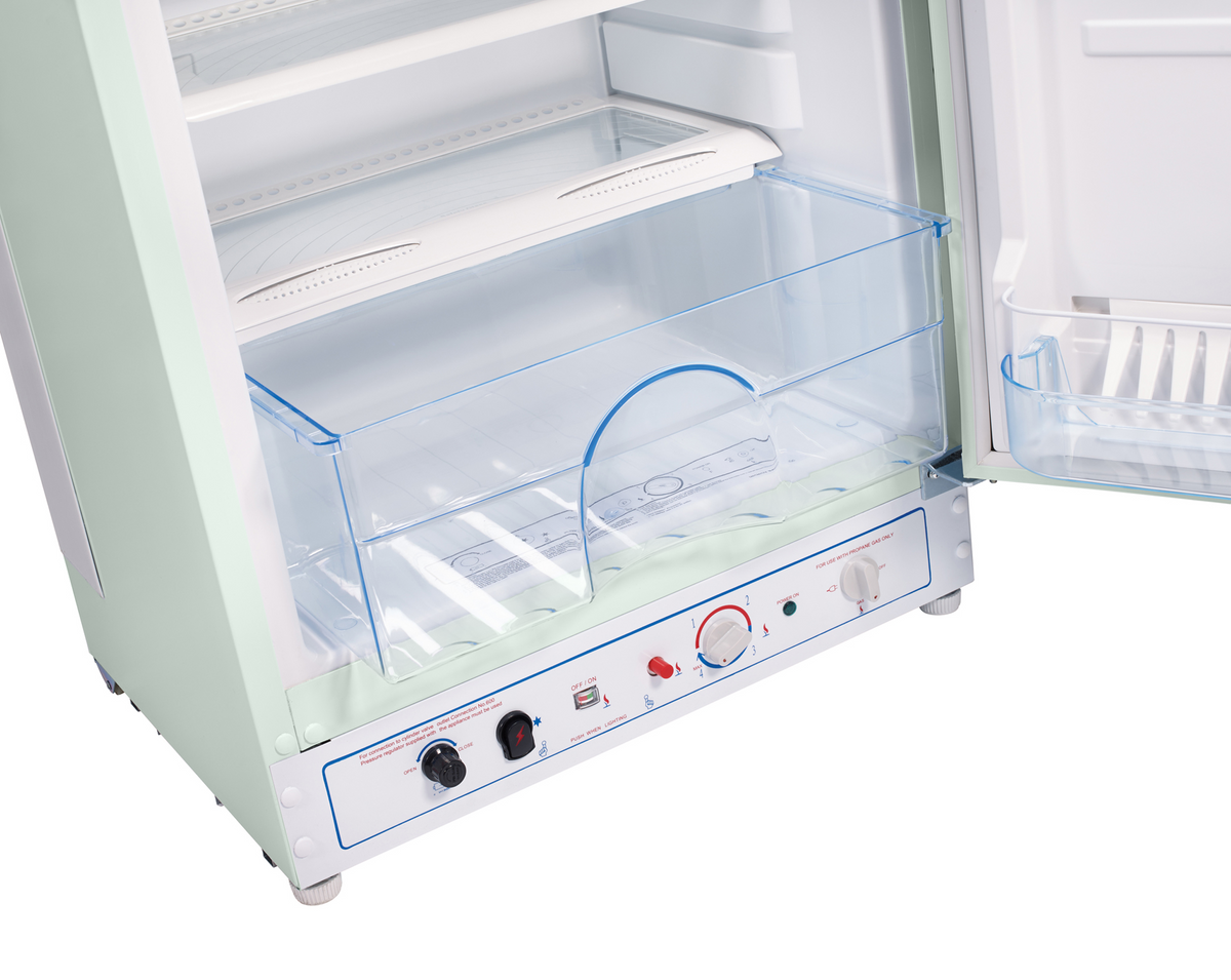 Unique 10 cu/ft Classic Retro Summer Mint Green Propane Refrigerator Standard Model