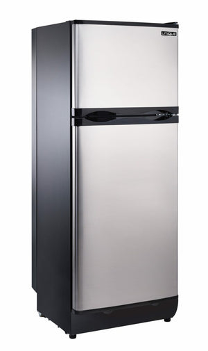 Réfrigérateur de comptoir à congélateur supérieur au propane de 24 pouces et 9,7 pi3 avec dispositif d'alarme CO en acier inoxydable Off-Grid
