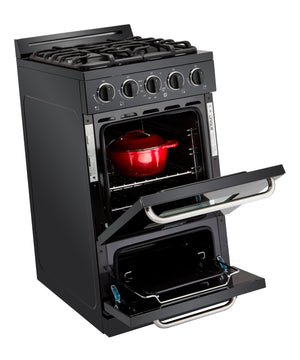 Off-Grid 20-inch 2.4 cu. Ft. Propane Range with Battery Ignition Sealed Burners in Black