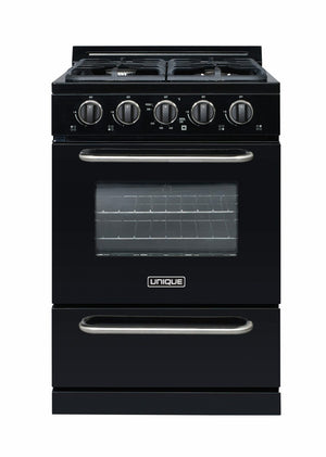 Off-Grid 24-inch 3.1 cu. ft. Propane Range with Battery Ignition Sealed Burners in Black