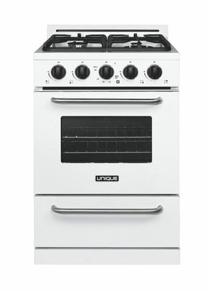 Off-Grid 24-inch 3.1 cu. ft. Propane Range with Battery Ignition Sealed Burners in Marshmallow White