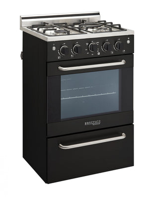 Prestige 24 in. 2.3 cu. ft. Gas Range with Convection Oven and Sealed Burners in Black