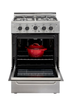 Unique Prestige 24 inches Stainless Steel Convection Gas Range, Electronic ignition