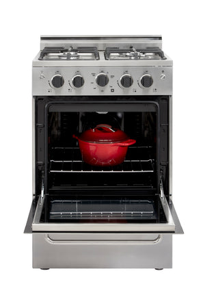 Prestige 24-inch 2.3 cu. ft. Gas Range with Convection Oven & Sealed Burners in Stainless Steel