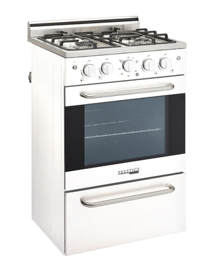 Unique Prestige 24' White Convection Gas Range, Electronic ignition