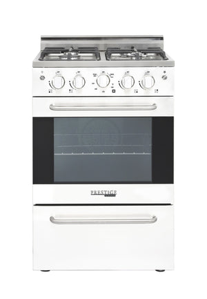 Unique Prestige 24 inches White Convection Gas Range, Electronic ignition