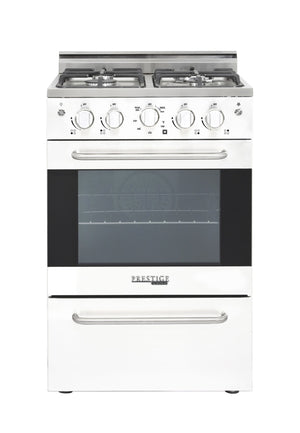 Prestige 24 in. 2.3 cu. ft. Gas Range with Convection Oven and Sealed Burners in White