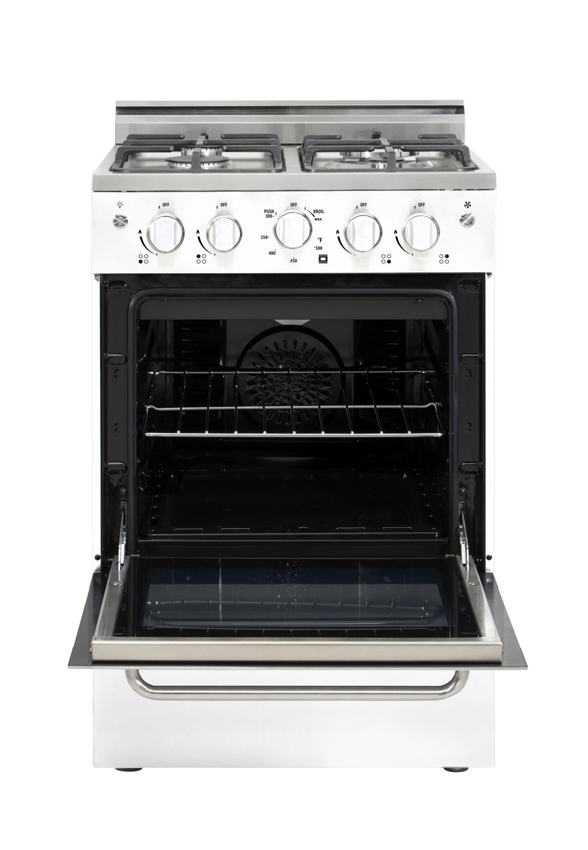 Unique Prestige 24' White Convection Gas Range, Electronic ignition