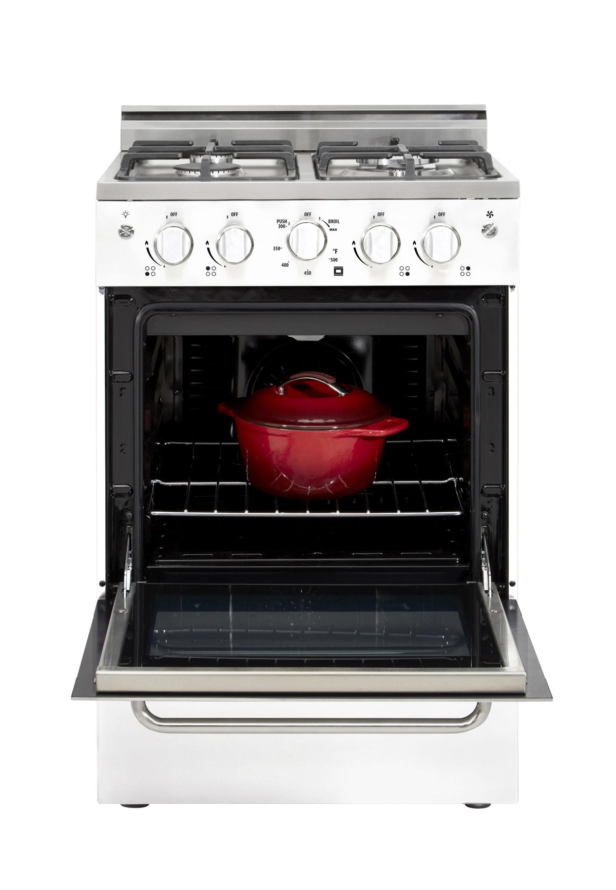 Unique Prestige 24' White Convection Gas Range, Electronic ignition