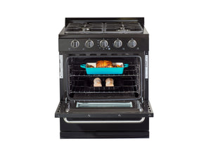 Off-Grid 30-inch 3.9 cu. ft. Propane Gas Range with Battery Ignition in Midnight Black