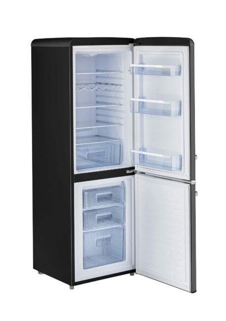 Classic Retro 21.6 in. 7 cu. ft. Retro Bottom Freezer Refrigerator in Midnight Black, ENERGY STAR