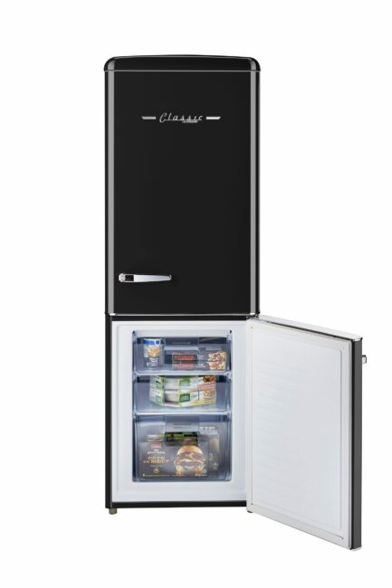 Classic Retro 21.6 in. 7 cu. ft. Retro Bottom Freezer Refrigerator in Midnight Black, ENERGY STAR