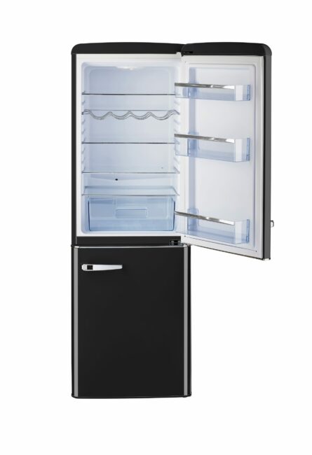 Classic Retro 21.6 in. 7 cu. ft. Retro Bottom Freezer Refrigerator in Midnight Black, ENERGY STAR