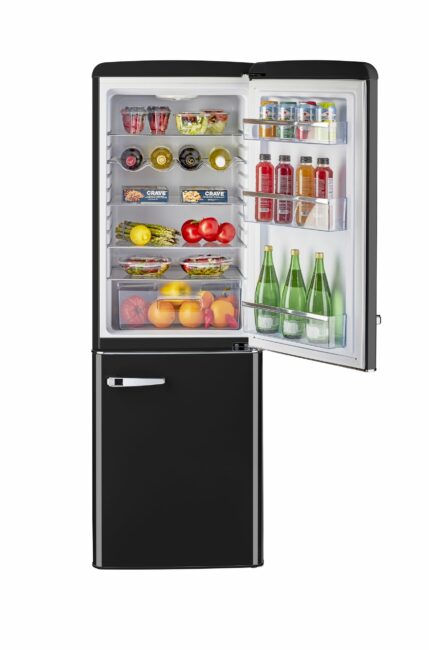 Classic Retro 21.6 in. 7 cu. ft. Retro Bottom Freezer Refrigerator in Midnight Black, ENERGY STAR