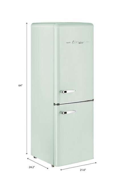 Classic Retro 21.6 in. 7 cu. ft. Retro Bottom Freezer Refrigerator in Summer Mint Green, ENERGY STAR