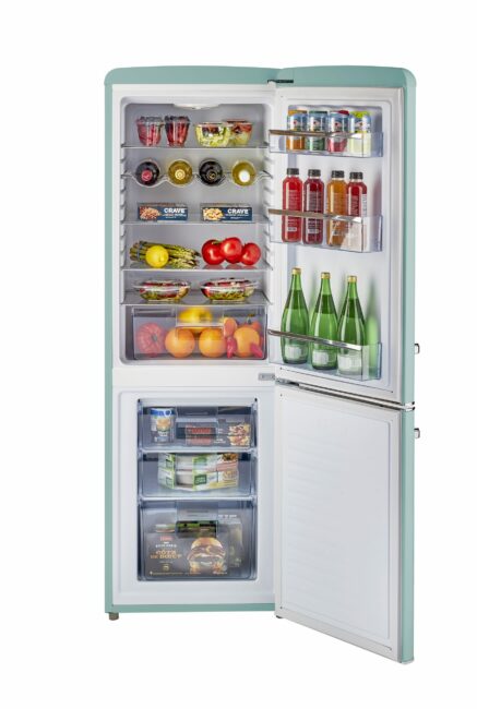 Classic Retro 21.6 in. 7 cu. ft. Retro Bottom Freezer Refrigerator in Ocean Mist Turquoise, ENERGY STAR