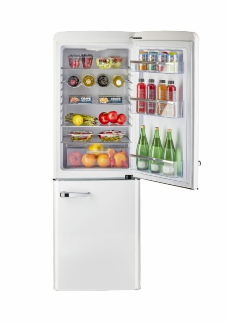 Classic Retro 21.6 in. 7 cu. ft. Retro Bottom Freezer Refrigerator in Marshmallow White, ENERGY STAR