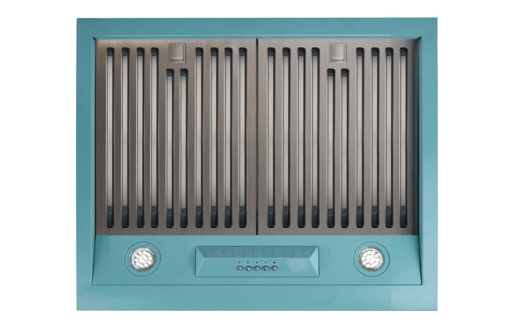 Classic Retro 24-inch 500 CFM Ducted Under Cabinet Range Hood with LED Lighting in Ocean Mist Turquoise