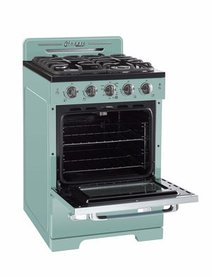 Classic Retro 24 in. 2.9 cu. ft. Retro Gas Range with Convection Oven in Ocean Mist Turquoise