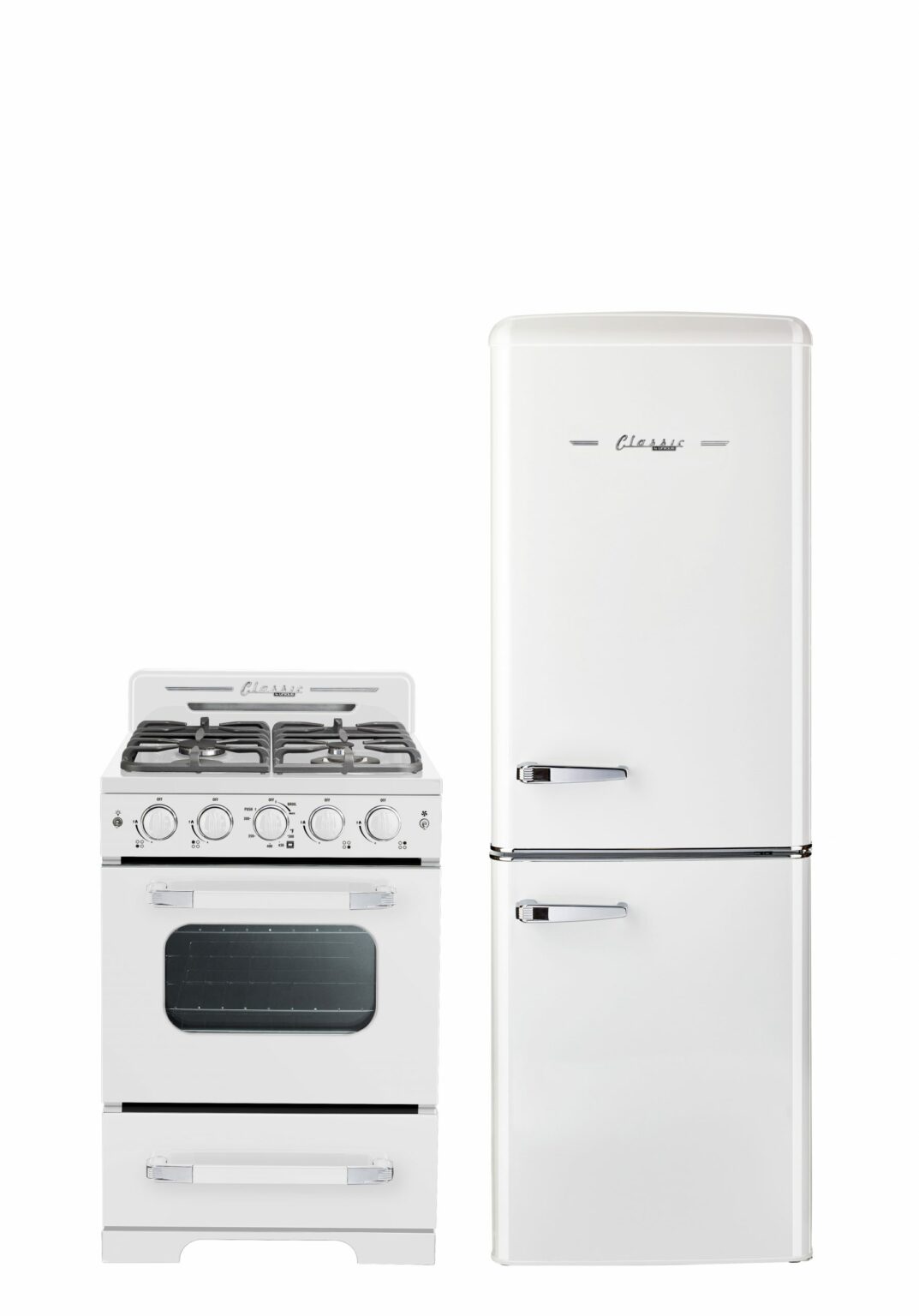 Cuisinière à gaz Classic Rétro avec four à convection, 24 po, 2,9 pi3, Marshmallow White