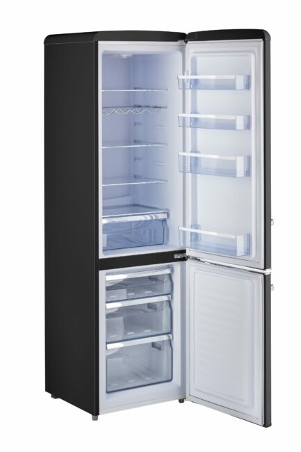 Classic Retro 21.6 in. 8.7 cu. ft. Retro Bottom Freezer Refrigerator in Midnight Black, ENERGY STAR
