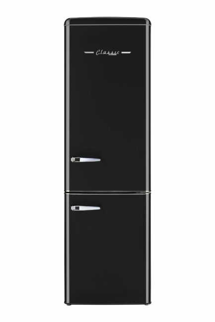 Classic Retro 21.6 in. 8.7 cu. ft. Retro Bottom Freezer Refrigerator in Midnight Black, ENERGY STAR