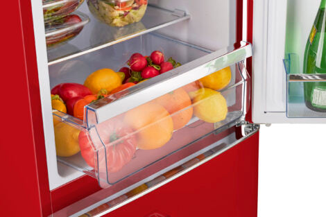 Classic Retro 21.6 in. 8.7 cu. ft. Retro Bottom Freezer Refrigerator in Candy Red, ENERGY STAR