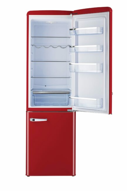 Classic Retro 21.6 in. 8.7 cu. ft. Retro Bottom Freezer Refrigerator in Candy Red, ENERGY STAR