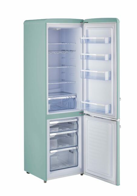 Classic Retro 21.6 in. 8.7 cu. ft. Retro Bottom Freezer Refrigerator in Ocean Mist Turquoise, ENERGY STAR
