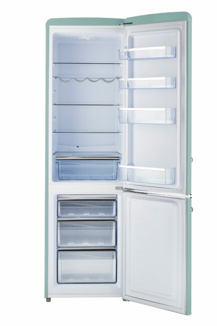 Classic Retro 21.6 in. 8.7 cu. ft. Retro Bottom Freezer Refrigerator in Ocean Mist Turquoise, ENERGY STAR