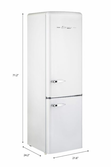 Classic Retro 21.6 in. 8.7 cu. ft. Retro Bottom Freezer Refrigerator in Marshmallow White, ENERGY STAR