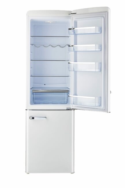 Classic Retro 21.6 in. 8.7 cu. ft. Retro Bottom Freezer Refrigerator in Marshmallow White, ENERGY STAR