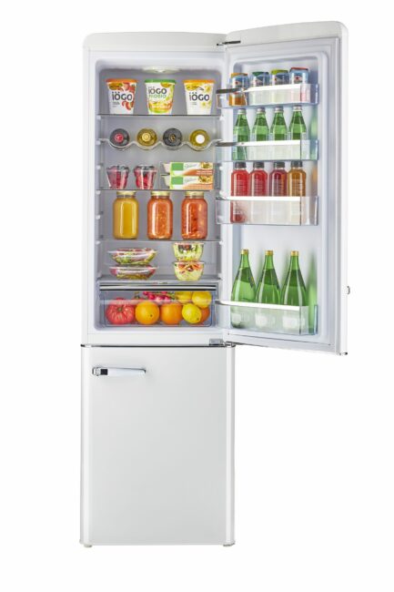 Classic Retro 21.6 in. 8.7 cu. ft. Retro Bottom Freezer Refrigerator in Marshmallow White, ENERGY STAR