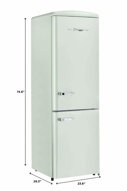 Classic Retro 23.6 in 11.7 cu. ft. Frost Free Retro Bottom Freezer Refrigerator in Summer Mint Green, ENERGY STAR