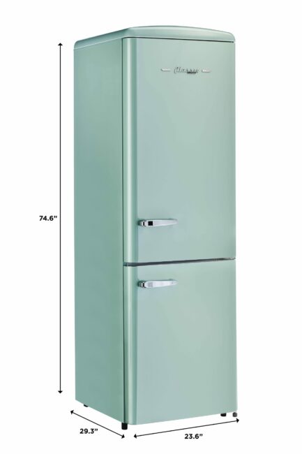 Classic Retro 23.6 in 11.7 cu. ft. Frost Free Retro Bottom Freezer Refrigerator in Ocean Mist Turqoise, ENERGY STAR